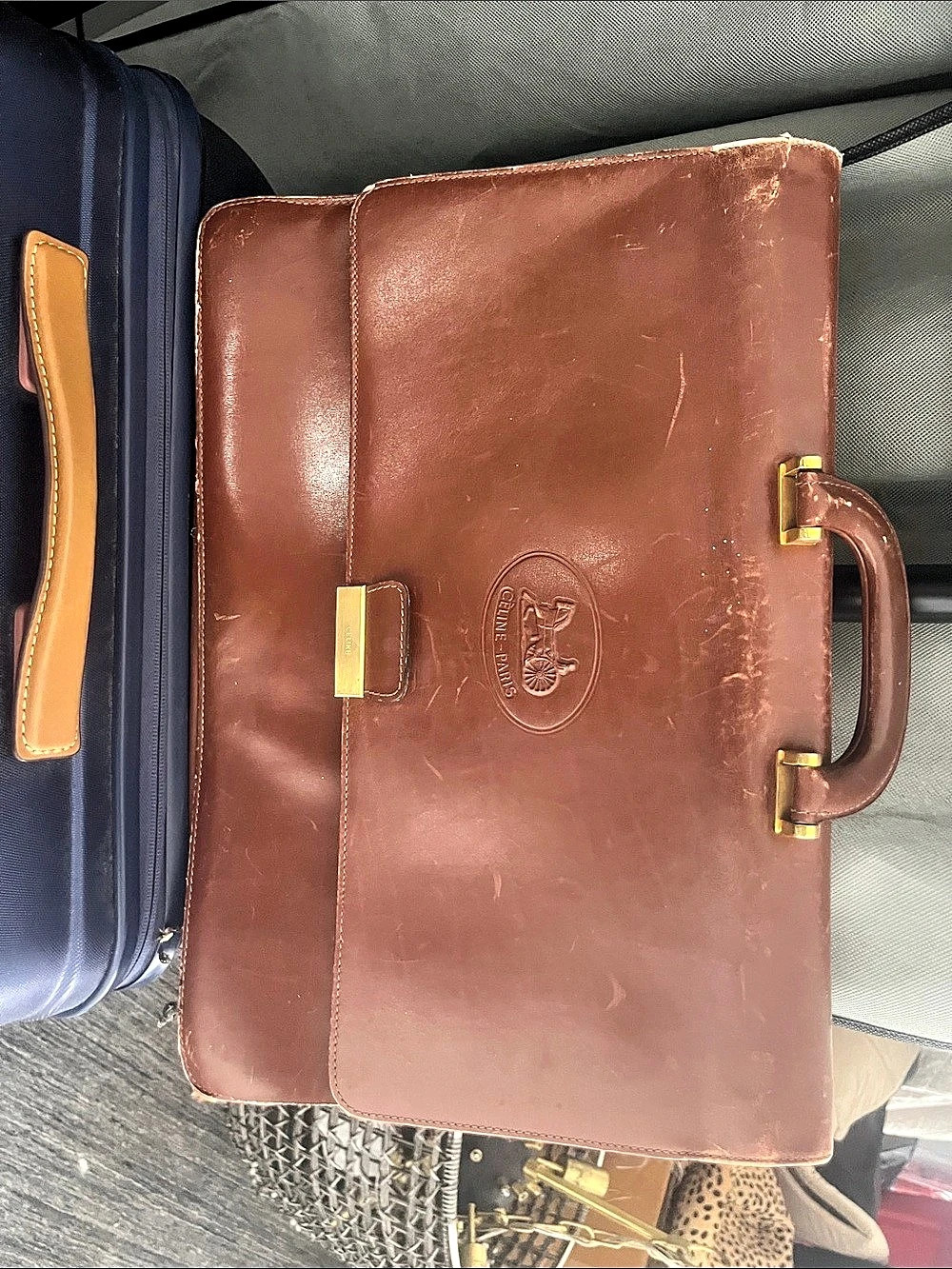 Celine Vintage Sulky Carriage Leather Briefcase Brown